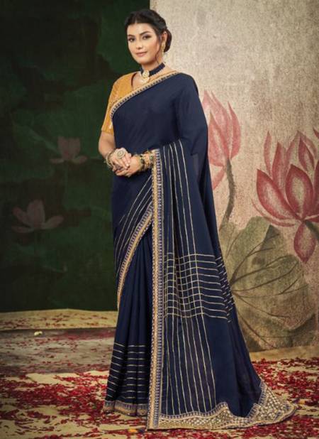 Navy Blue Colour NORITA 42400 SERIES GATHA Mahotsav New Latest Designer Ethnic Wear Silk Saree Collection 42414